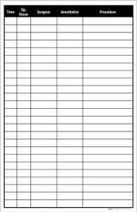 OP-Room Schedule Dry-Erase Hospital Whiteboard